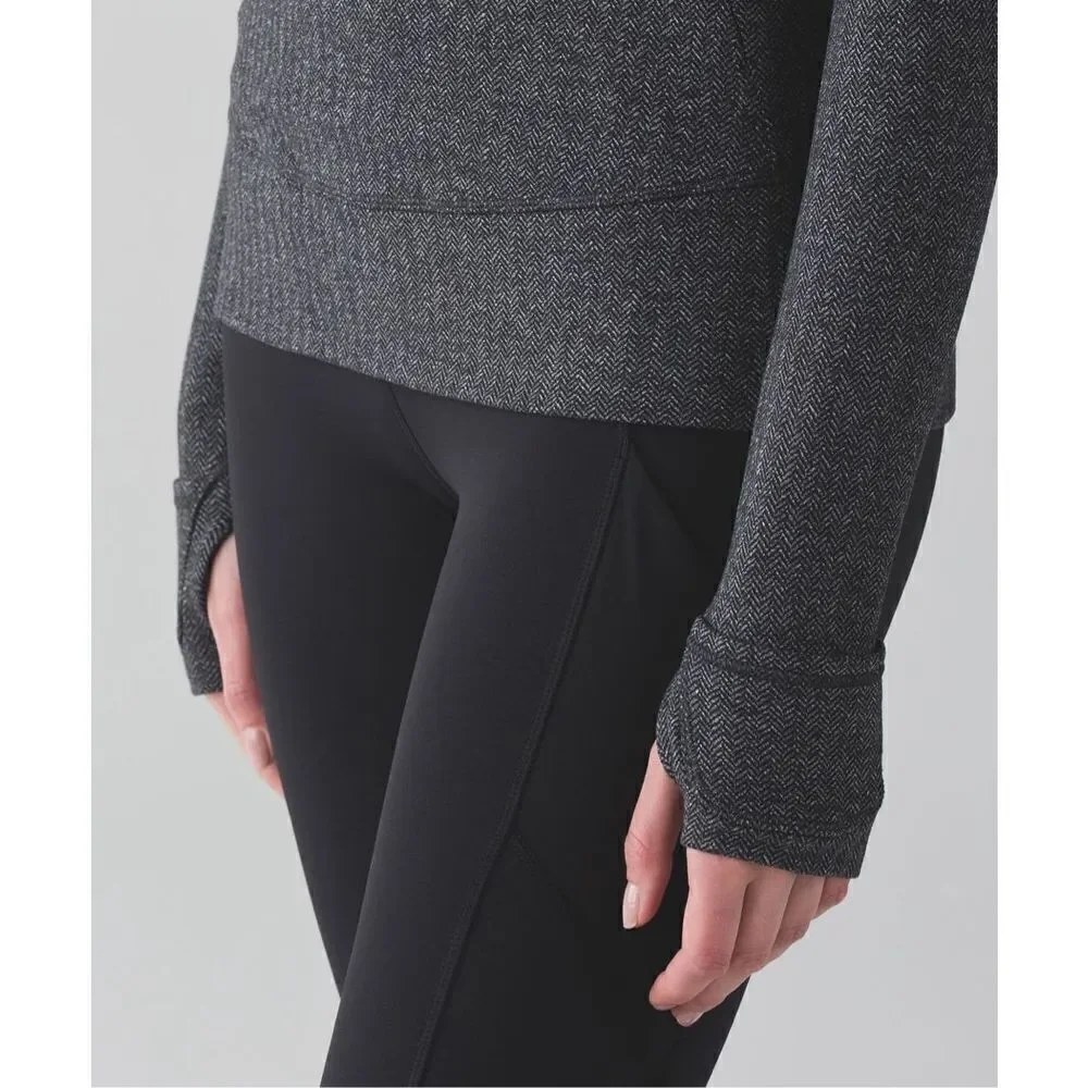 Lululemon Women's Charcoal Black Think Fast Pullover Hoodie Sweatshirt Size 4